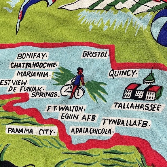 Vintage BETSYS Semi Sheer Skirt Florida Beaches Map Made in California Small - Picture 9 of 10